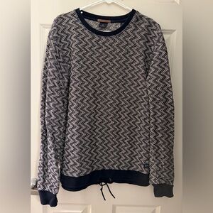 Scotch & Soda Men’s Chevron Knit Pullover Sweater, Navy/Tan Mutlicolor, M